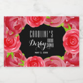 ウォーターカラーレッドローズダービーブライダルシャワーミニ リキュールボトルラベル (シングルラベル)