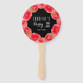 ウォーターカラーレッドローズダービーブライダルシャワー ハンドファン (正面)