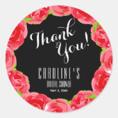 ウォーターカラーレッドローズダービーブライダルシャワー ラウンドシール (正面)