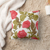 ウォーターカラーレッドローズブーケ装飾用クッション クッション (ブランケット)