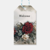 ウォーターカラーレッドローズヴィンテージゴシック結婚ズ ギフトタグ (正面)