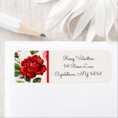 ウォーターカラーレッドローズ住所 シール (インサイチュ)