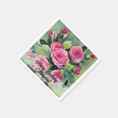 ウォーターカラーレッドローゼスハッピーバースデー スタンダードカクテルナプキン (角)