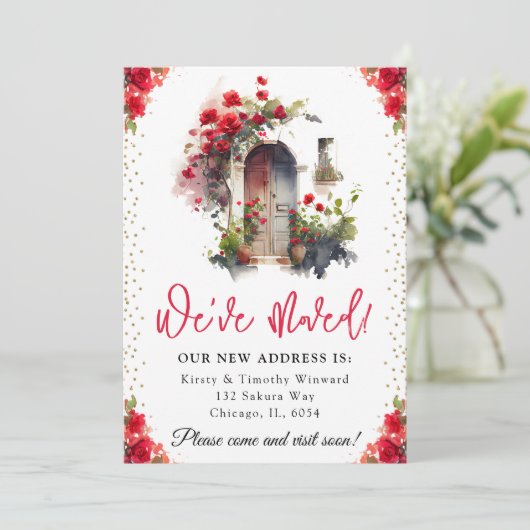 ウォーターカラーレッドローゼス春ドアニューホーム 案内状 (スタンド正面)