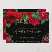 ウォーターカラーレッドローゼスSweet sixteen 招待状 (正面/裏面)