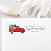 ウォーターカラーレッドヴィンテージトラック差出人住所ラベル ラベル (インサイチュ)