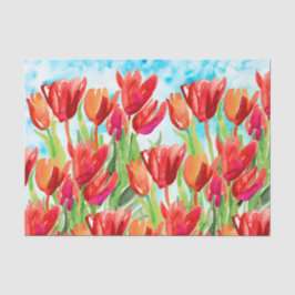 ウォーターカラーレッド春チューリップスティッシュペーパー 薄葉紙