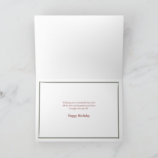 ウォーターカラーレッド&オレンジジニアス姪誕生日 カード (内部)