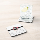 ウォーターカラーレッド&ピンクフラワーズリース水玉模様 コースター (右側)