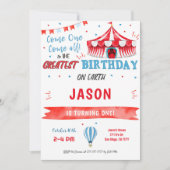 ウォーターカラーレッド&ブルーサーカス招待状 招待状 (正面)