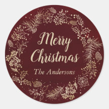 ウォーターカラーレッド&金ゴールドクリスマスリースホリデー