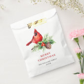 ウォーターカラーレッド（鳥）ショウジョウコウカンチョウクリスマスホリデーパーティー フェイバーバッグ (封をした状態)