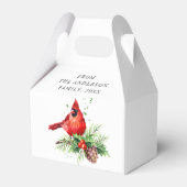 ウォーターカラーレッド（鳥）ショウジョウコウカンチョウクリスマスホリデーパーティー フェイバーボックス (裏面サイド)