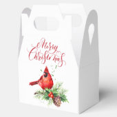 ウォーターカラーレッド（鳥）ショウジョウコウカンチョウクリスマスホリデーパーティー フェイバーボックス (オープン)