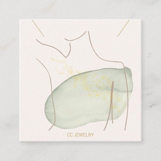 ウォーターカラーレディジュエリーネックレスディスプレイ スクエア名刺 (正面)