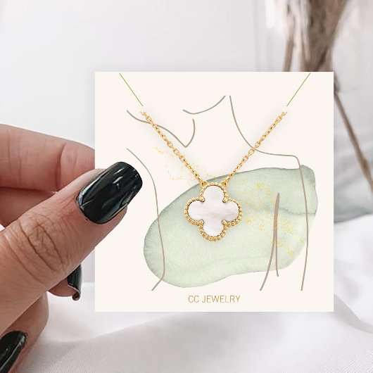 ウォーターカラーレディジュエリーネックレスディスプレイ スクエア名刺