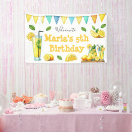 ウォーターカラーレモネード子供の誕生日パーティー 横断幕