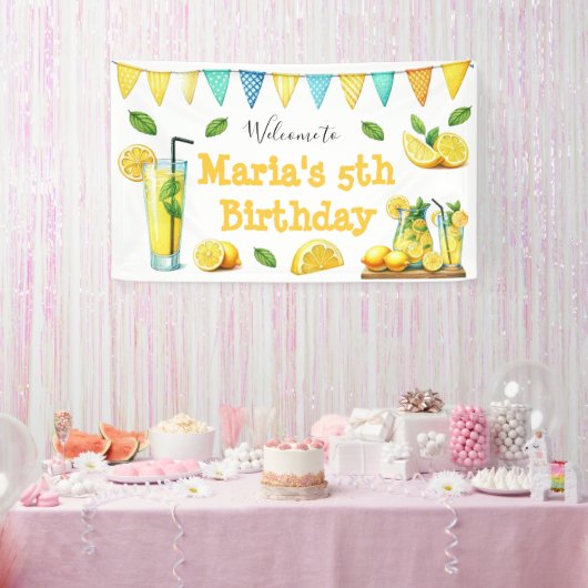 ウォーターカラーレモネード子供の誕生日パーティー 横断幕 (パーティー)