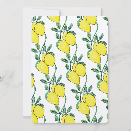 ウォーターカラーレモンつる植物グリーンリー婚約クラフト 招待状 (裏面)