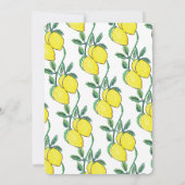 ウォーターカラーレモンつる植物グリーンリー婚約パーティ 招待状 (裏面)