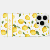 ウォーターカラーレモンとハートのモノグラム入り Case-Mate iPhoneケース (裏面 (横))
