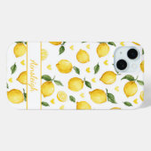 ウォーターカラーレモンとハートのモノグラム入り Case-Mate iPhoneケース (裏面 (横))