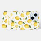 ウォーターカラーレモンとハートのモノグラム入り Case-Mate iPhoneケース (裏面 (横))