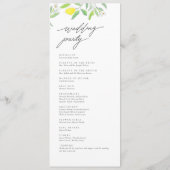 ウォーターカラーレモンと葉結婚式 プログラム (裏面)