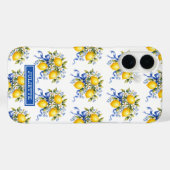 ウォーターカラーレモンと青い花のモノグラム Case-Mate iPhoneケース (裏面 (横))