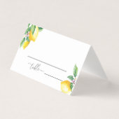 ウォーターカラーレモンのミニマリスト結婚式プレイスカード (正面)