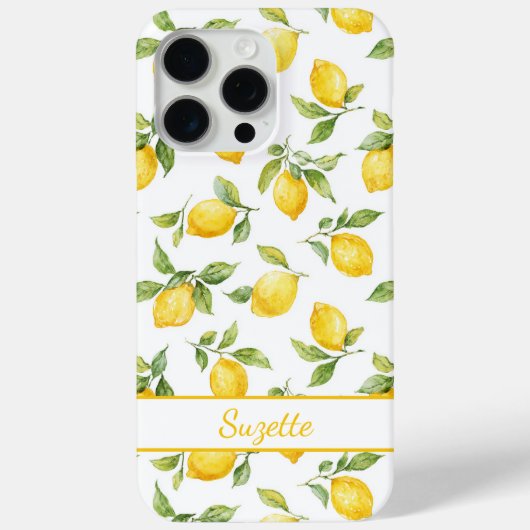 ウォーターカラーレモンのモノグラム Case-Mate iPhoneケース (裏面)