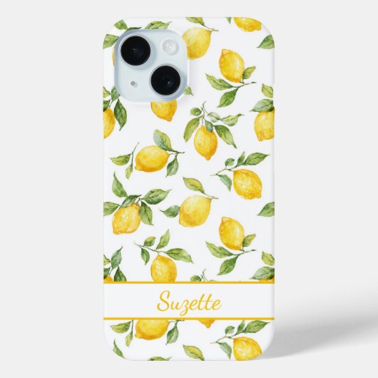 ウォーターカラーレモンのモノグラム Case-Mate iPhoneケース (裏面)