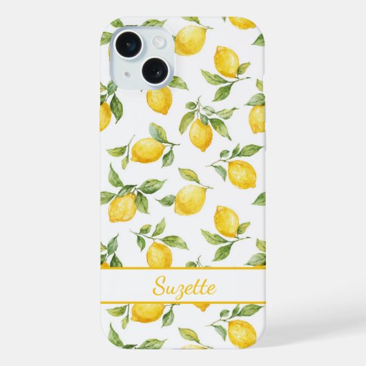 ウォーターカラーレモンのモノグラム iPhoneケース (裏面)