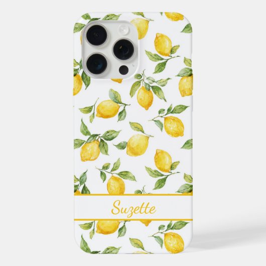 ウォーターカラーレモンのモノグラム iPhoneケース (裏面)