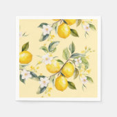 ウォーターカラーレモンの柑橘系の誕生日パーティー スタンダードカクテルナプキン (正面)