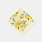 ウォーターカラーレモンの柑橘系の誕生日パーティー スタンダードカクテルナプキン (角)