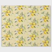 ウォーターカラーレモンの柑橘系の誕生日パーティー ラッピングペーパー (フラット)