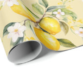 ウォーターカラーレモンの柑橘系の誕生日パーティー ラッピングペーパー (ロールコーナー)