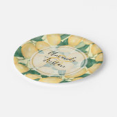 ウォーターカラーレモンの緑パーソナライズされた ペーパープレート (アングル)