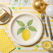 ウォーターカラーレモンの誕生日 ペーパープレート