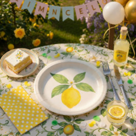 ウォーターカラーレモンの誕生日 ペーパープレート