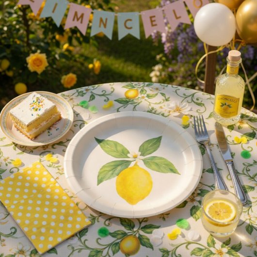 ウォーターカラーレモンの誕生日 ペーパープレート