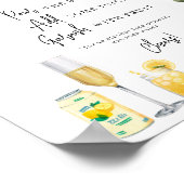 ウォーターカラーレモンウェディングシャワーミモザバーサイン ポスター (角)