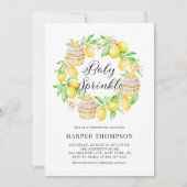 ウォーターカラーレモンカップケーキリースベビー散水 招待状 (正面)