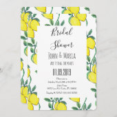 ウォーターカラーレモングリーンバンチブライダルシャワー 招待状 (正面/裏面)