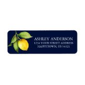 ウォーターカラーレモングリーンリーブルー差出人住所 ラベル (正面)