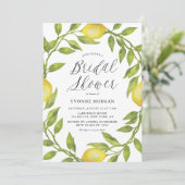ウォーターカラーレモングリーンリーリースブライダルシャワー 招待状 (スタンド正面)