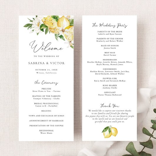 ウォーターカラーレモンシトラスグリーンリー結婚フローラ プログラム