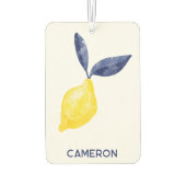 ウォーターカラーレモンシトラスパーソナライズされた文字 カーエアーフレッシュナー (裏面)