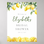 ウォーターカラーレモンシトラスブライダルシャワーウェルカムサイン ポスター (正面)